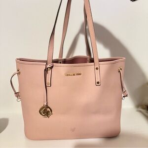 Michael Kors Jet Set Pink Reversible Leather Large Travel Tote